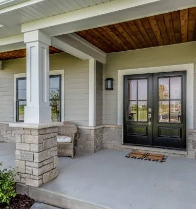 An image of a front door on a sunny day.